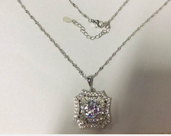 10K Gold Semi Mount Pendant Setting Round RD 9x9mm Moissanite Accent DHJ
