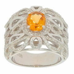 14K Gold Semi Mount Ring Setting OV 9x7mm Dome Ring White Topaz Diamond Accent DHJ