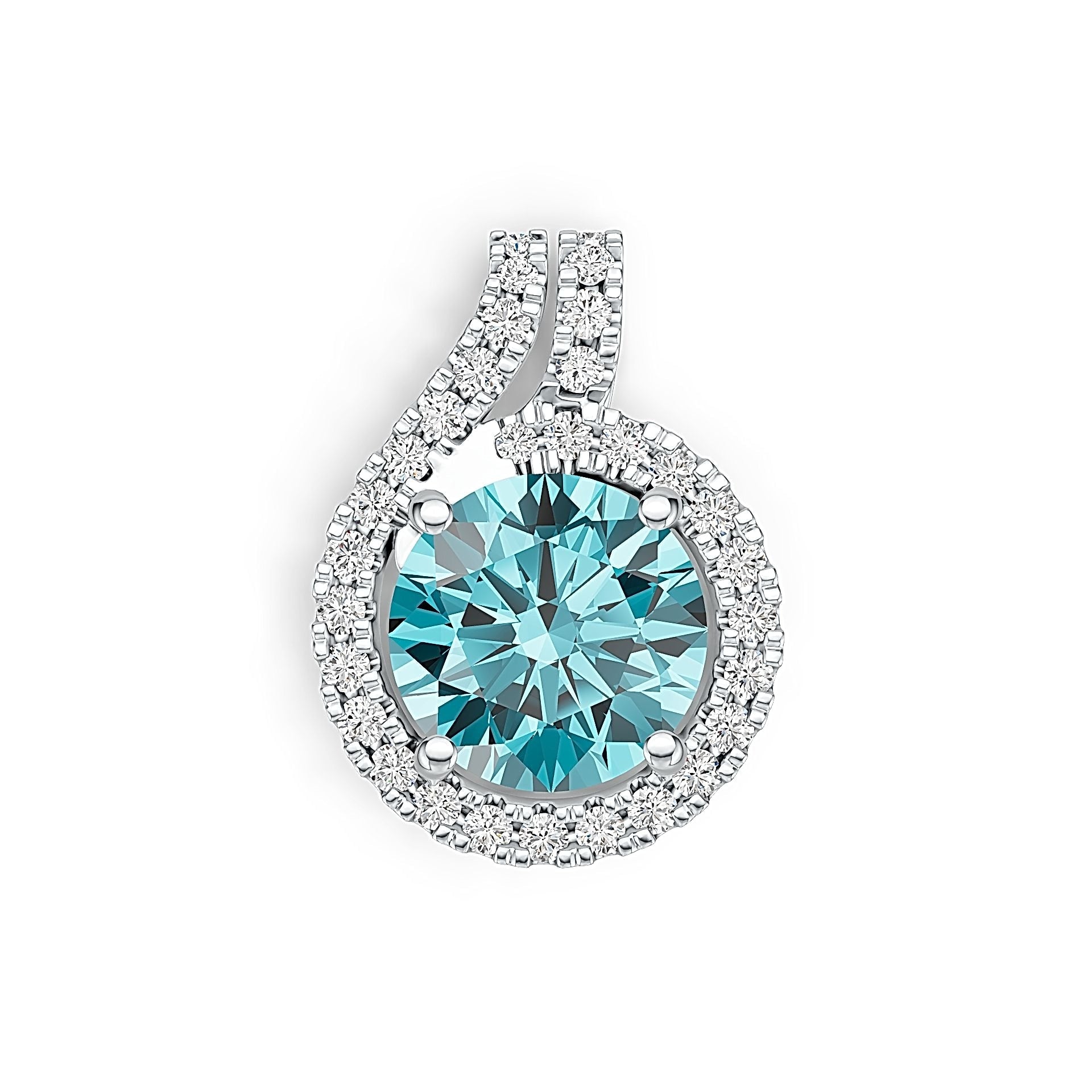 18K Gold Semi Mount Pendant Setting Round RD 9x9mm Diamond Accent DHJ