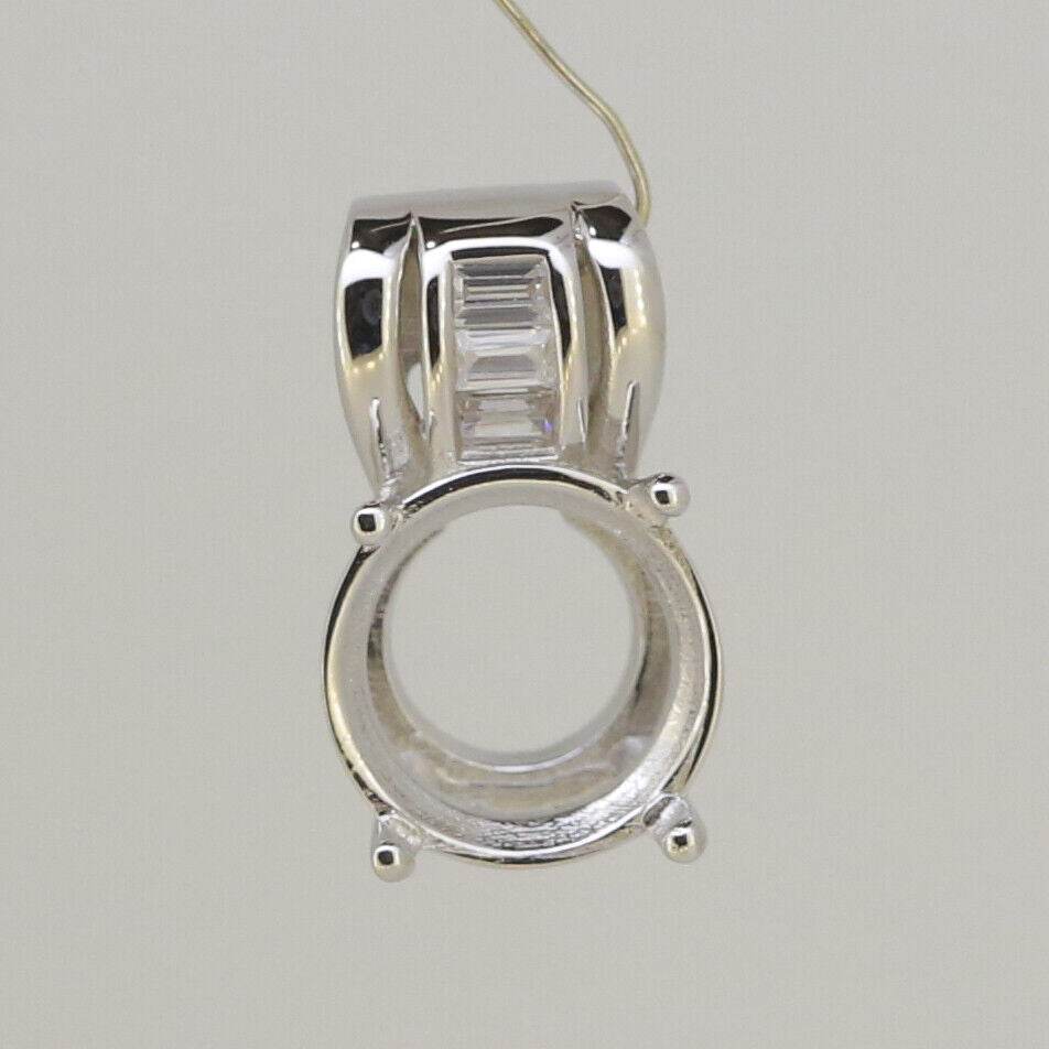 18K Gold Semi Mount Pendant Setting Round RD 10x10mm Diamond Accent Syzjewelry