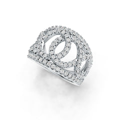 18K Gold Ring with White Topaz or Moissanite Interlocking Loop Theme Diamond Accent DHJ