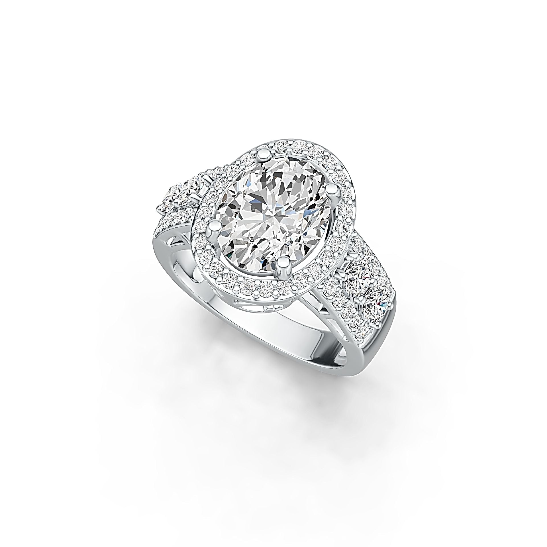 18K Gold Semi Mount Ring Setting Oval OV 10X8mm Diamond Accent DHJ