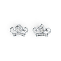 10K Gold Semi Mount Earrings Setting Round RD 3x3mm Crown Theme Moissanite Accent DHJ