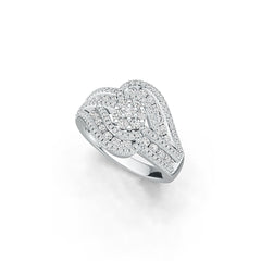 Platinum Ring Multi-Row with or Moissanite Diamond Accent DHJ