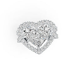 Sterling Silver Semi Mount Ring Setting Princess Square 6X6mm Heart Theme Syzjewelry