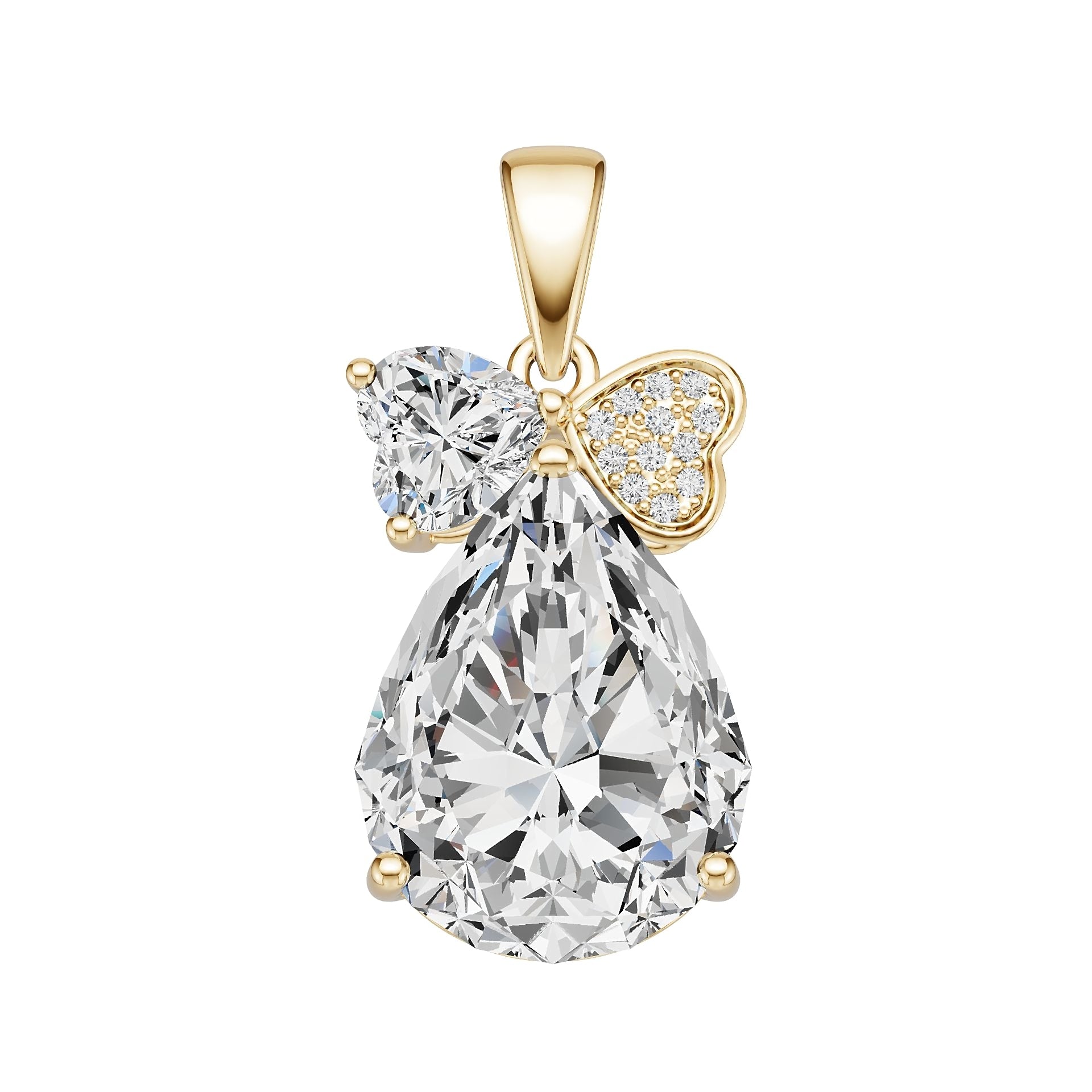 18K Gold Semi Mount Pendant Setting Pear Pe 16x12mm Diamond Accent Syz Jewelry