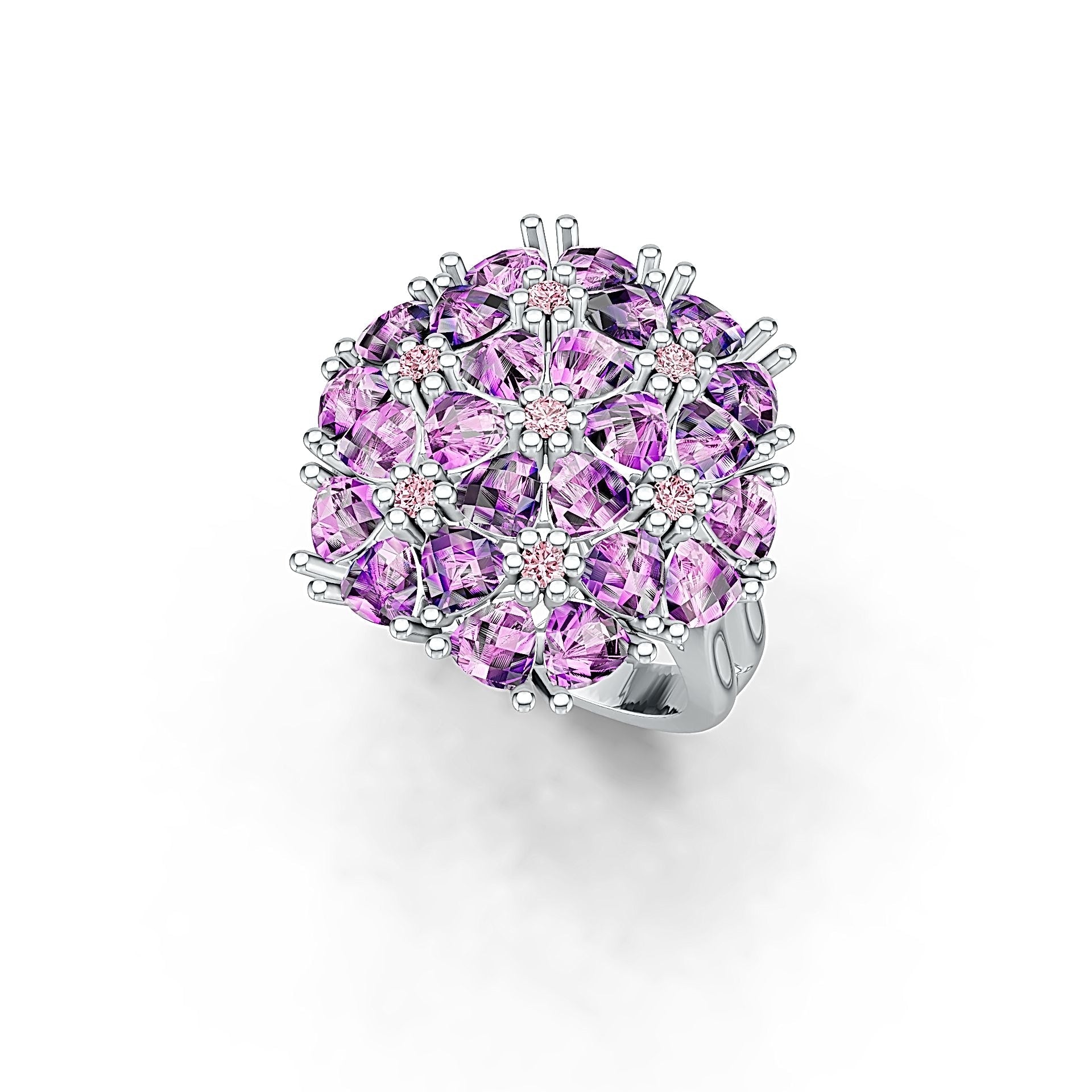 Platinum Semi Mount Ring Setting Trillion TRI 4X4mm Cocktail Ring Diamond Accent DHJ