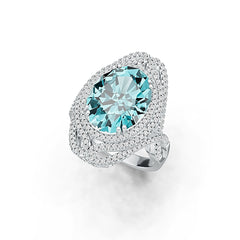 Platinum Semi Mount Ring Setting Oval OV 17X12mm with White Topaz Diamond Accent DHJ