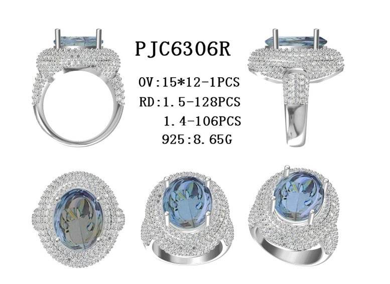 10K Gold Semi Mount Ring Setting Oval OV 15X12mm Double Halo Moissanite Accent DHJ