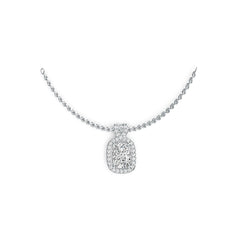 18K Gold Semi Mount Pendant Setting Cushion CU 7X5mm Halo Diamond Accent DHJ