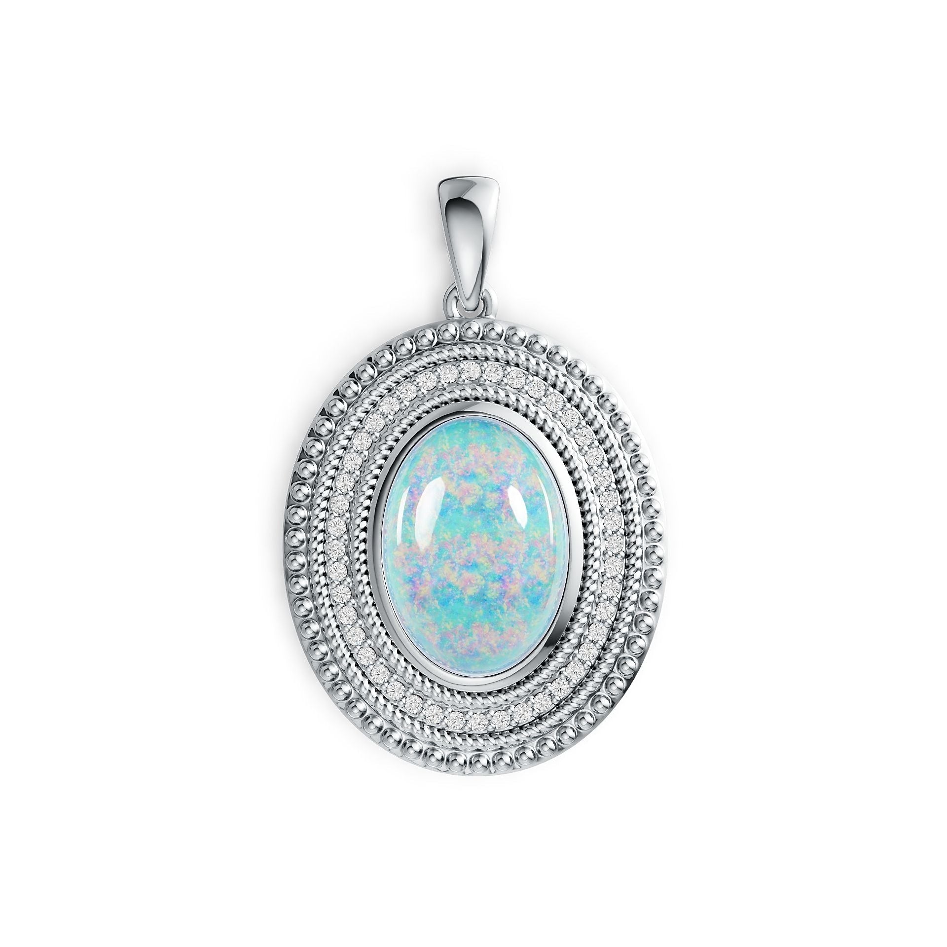 14K Gold Semi Mount Pendant Setting Oval OV 14X10mm Cabochon Diamond Accent DHJ