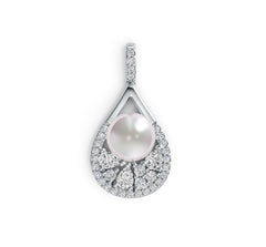 18K Gold Semi Mount Pendant Setting Round RD 8.5mm Diamond Accent DHJ
