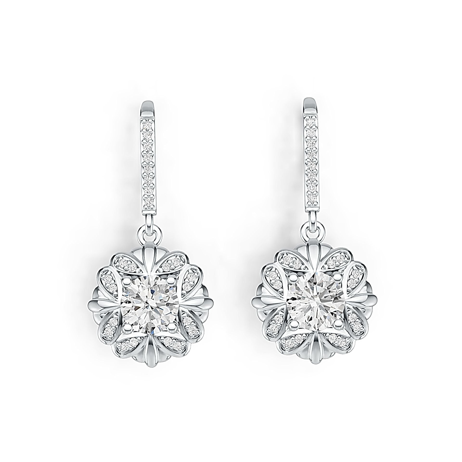 Platinum Semi Mount Earrings Setting Round RD 6x6mm Diamond Accent DHJ