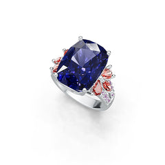 18K Gold Semi Mount Ring Setting Cushion CU 16X12MM with Diamond Accent DHJ