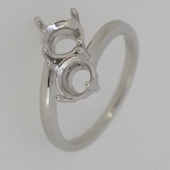 Platinum Semi Mount Ring Setting Round RD 6x6mm Bypass Toi et Moi Ring Diamond Accent Syzjewelry
