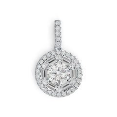 10K Gold Semi Mount Pendant Setting Round RD 8x8mm Halo Moissanite Accent DHJ