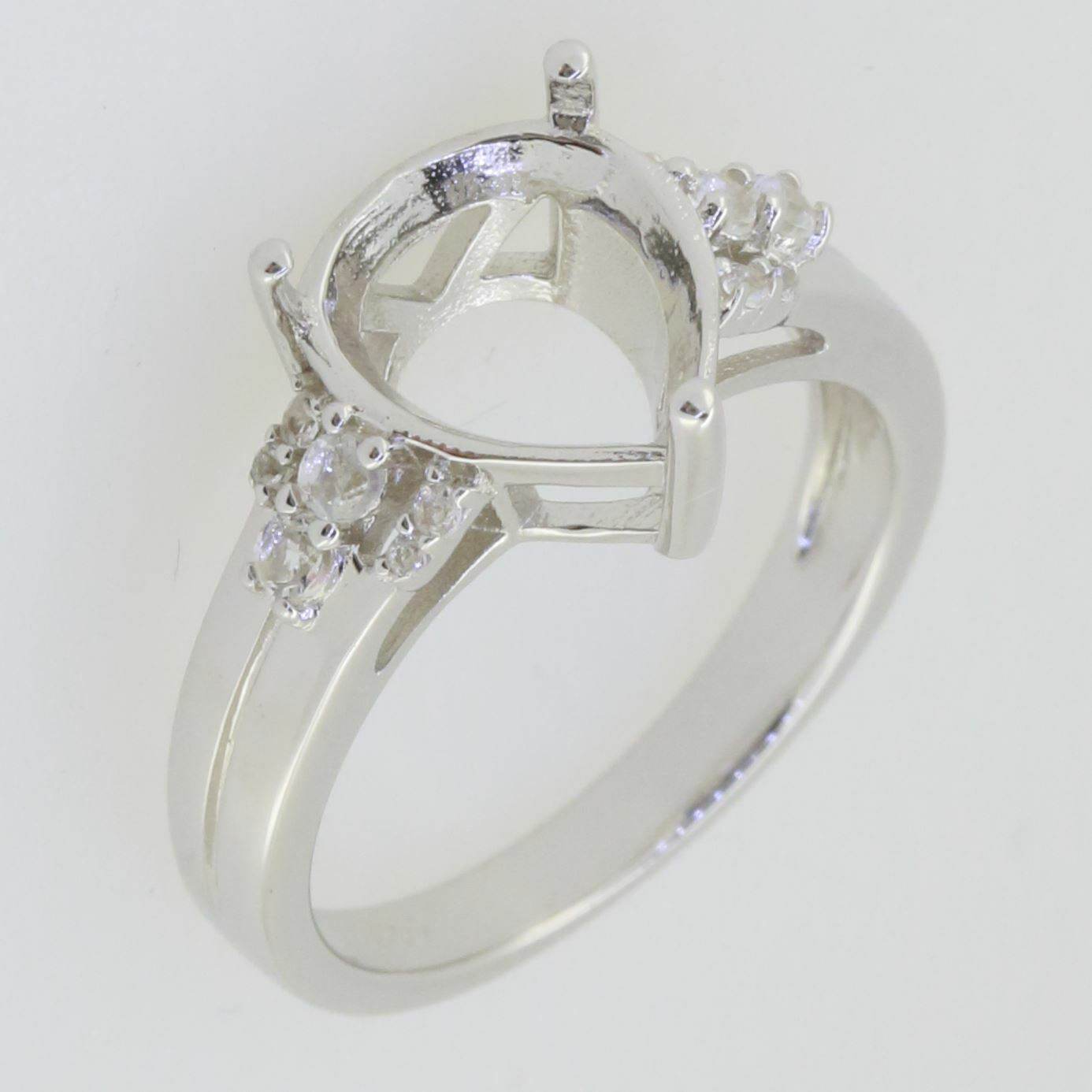 10K Gold Semi Mount Ring Setting Pear PE 11X9mm Moissanite Accent Syzjewelry