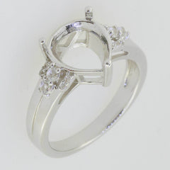 10K Gold Semi Mount Ring Setting Pear PE 11X9mm Moissanite Accent Syzjewelry