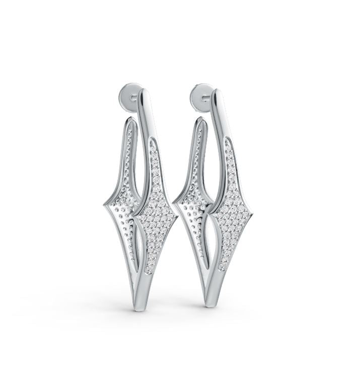 Platinum Dangle Earrings Geometric with or Moissanite Diamond Accent DHJ