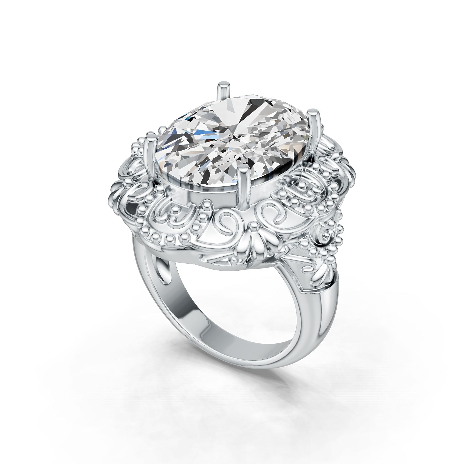 Platinum Semi Mount Ring Setting Oval OV 20X15mm Cocktail Ring DHJ
