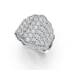 Platinum Cocktail Ring Scalloped with White Topaz or Moissanite Diamond Accent DHJ