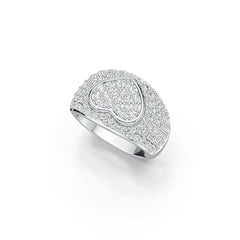 Platinum Pave Ring Heart Theme with White Topaz or Moissanite Diamond Accent DHJ