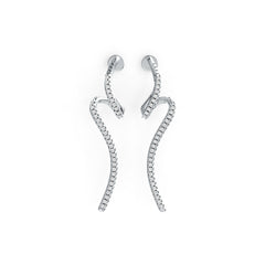 10K Gold Earrings with or Moissanite Wavy Swirl Theme Moissanite Accent DHJ
