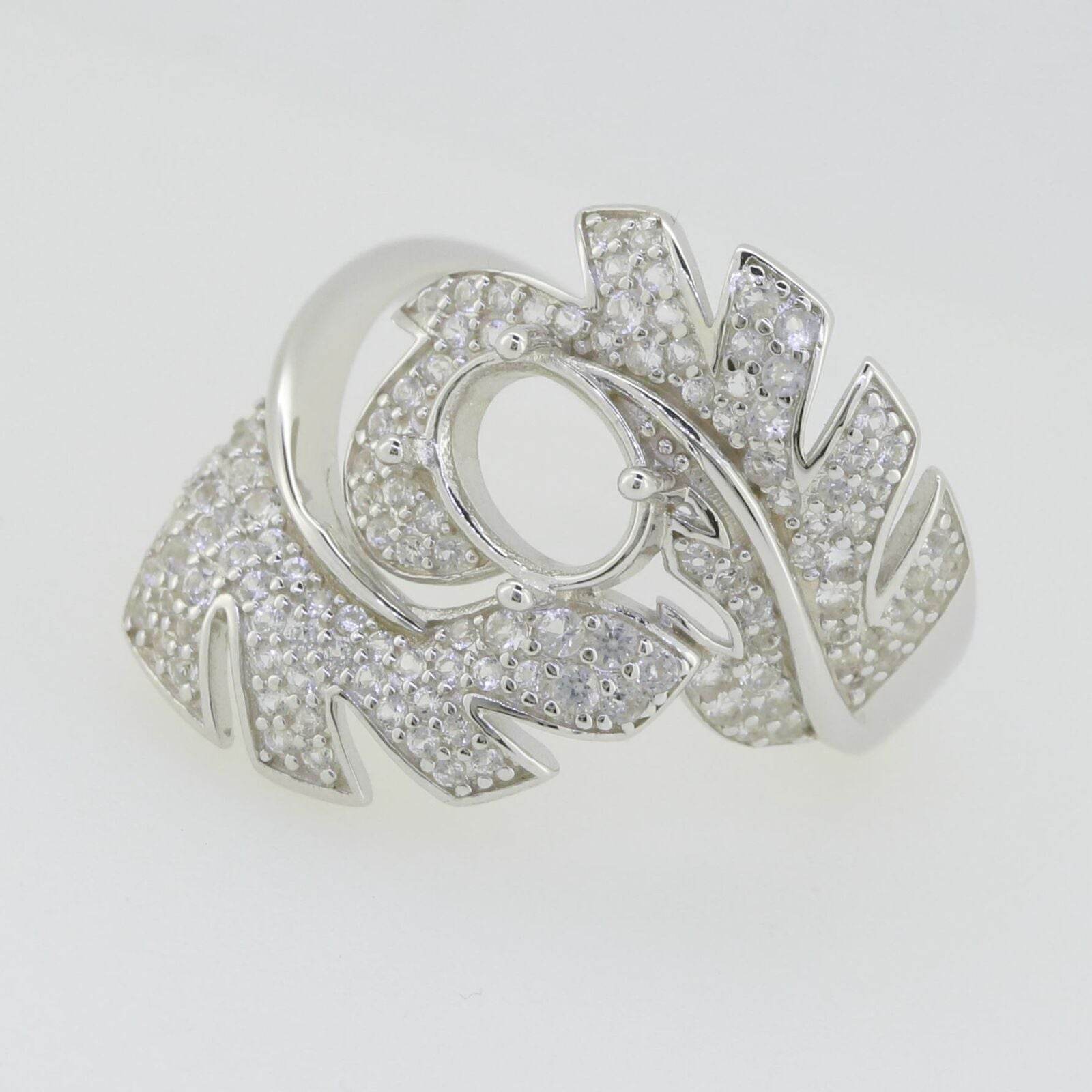 Platinum Semi Mount Ring Setting Oval OV 8X6mm with Diamond Accent Syzjewelry
