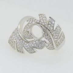 Platinum Semi Mount Ring Setting Oval OV 8X6mm with Diamond Accent Syzjewelry