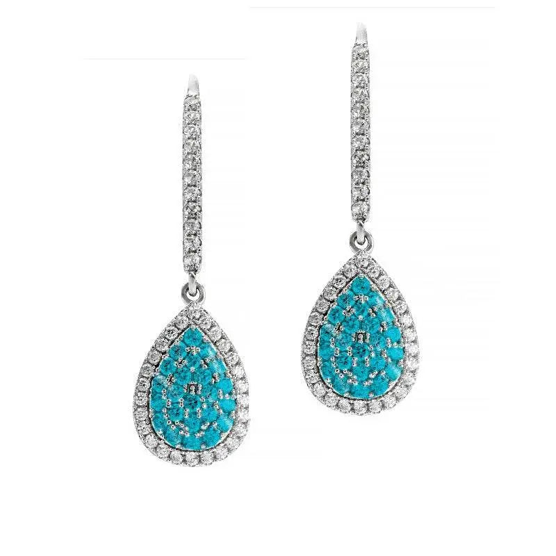 14K Gold Dangling Earrings with White Topaz or Moissanite Diamond Accent DHJ