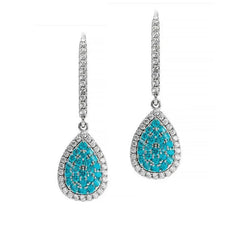 14K Gold Dangling Earrings with White Topaz or Moissanite Diamond Accent DHJ