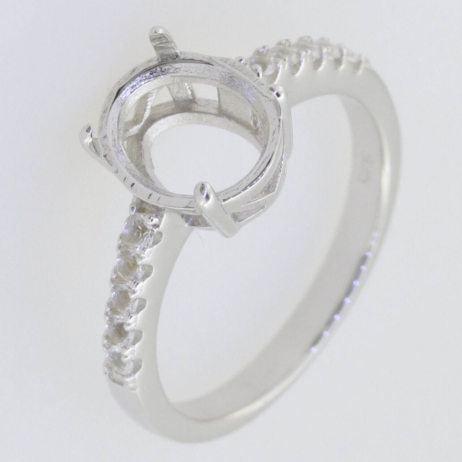 14K Gold Semi Mount Ring Setting Oval OV 10x8mm Accent White To Diamond Accent Syzjewelry