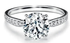 10K Gold Semi Mount Ring Setting Round RD 11x11mm Solitaire w/ Accent Moissanite Accent DHJ