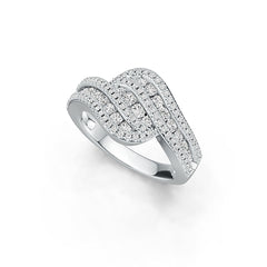 Platinum Milti-Row Wave Ring with or Moissanite Diamond Accent DHJ