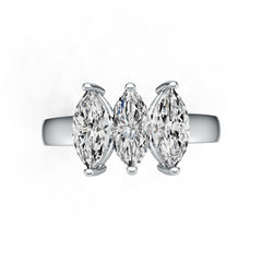 Sterling Silver Semi Mount Ring Setting Marquise MQ 10X5mm 3-Stone Ring DHJ