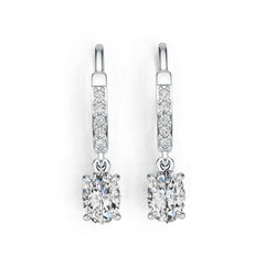 Sterling Silver Semi Mount Earrings Setting Oval OV 7x5mm with White Topaz DHJ