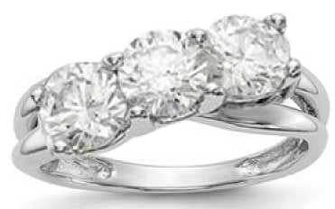 18K Gold Semi Mount Ring Setting Round RD 5x5mm 3 Stones DHJ