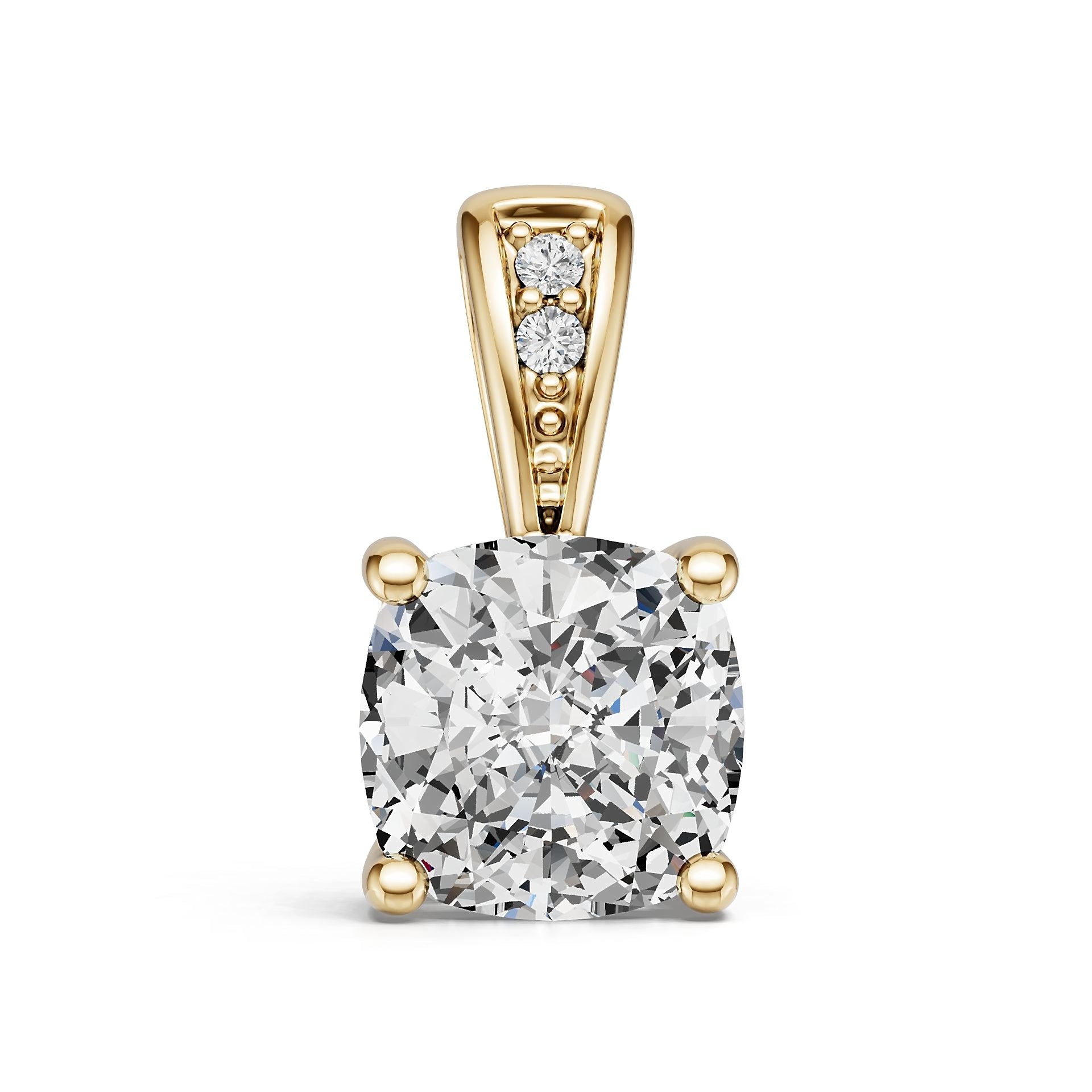 18K Gold Semi Mount Pendant Setting Cushion Cu 5x6mm Diamond Accent Syz Jewelry