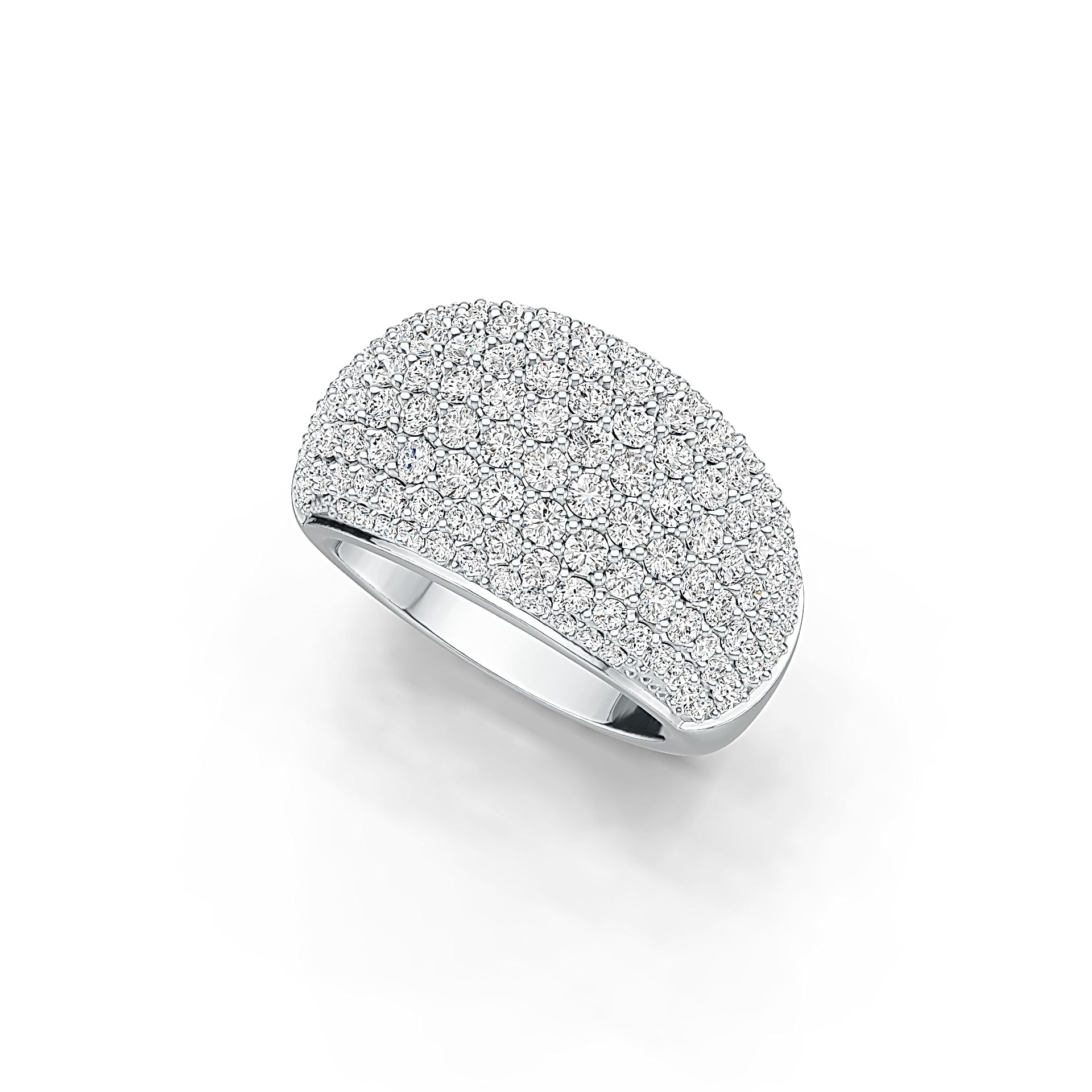 14K Gold Pave Dome Ring with or Moissanite Diamond Accent DHJ