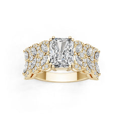 10K Gold Semi Mount Ring Setting Emerald Em 9x7mm Moissanite Accent Syz Jewelry