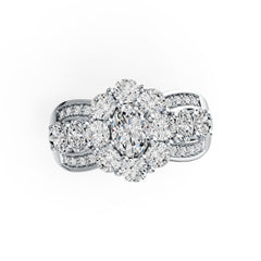 Sterling Silver Semi Mount Ring Setting Oval OV 7x5mm RD 3.5mm OV 4X3mm DHJ