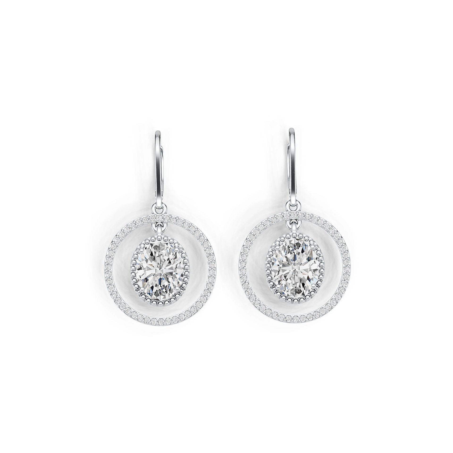 10K Gold Semi Mount Earrings Setting Oval OV 10X8mm Moissanite Accent DHJ