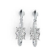 Sterling Silver Semi Mount Earrings Setting Cushion CU 10X8mm with White Topaz DHJ