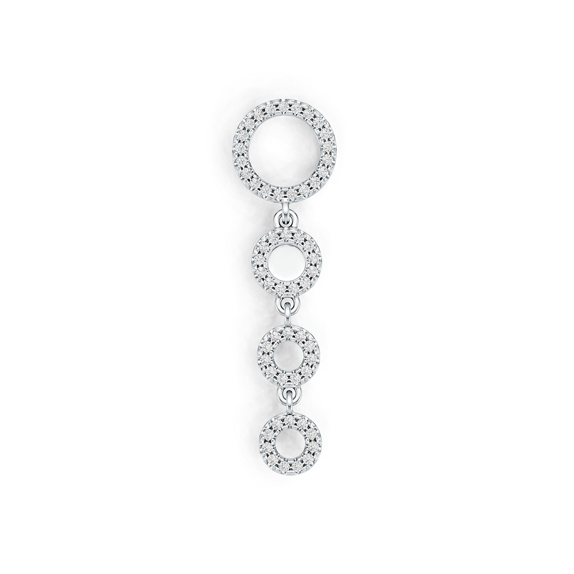 14K Gold Four Open Circle Pendant with or Moissanite Diamond Accent DHJ