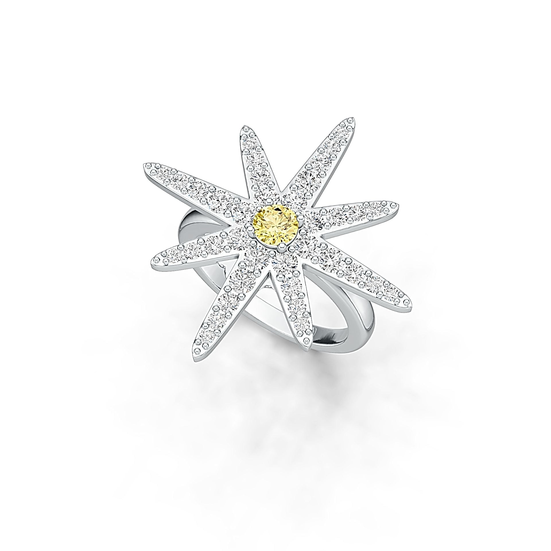 14K Gold Semi Mount Ring Setting Round RD 4x4mm Starburst Theme Diamond Accent DHJ