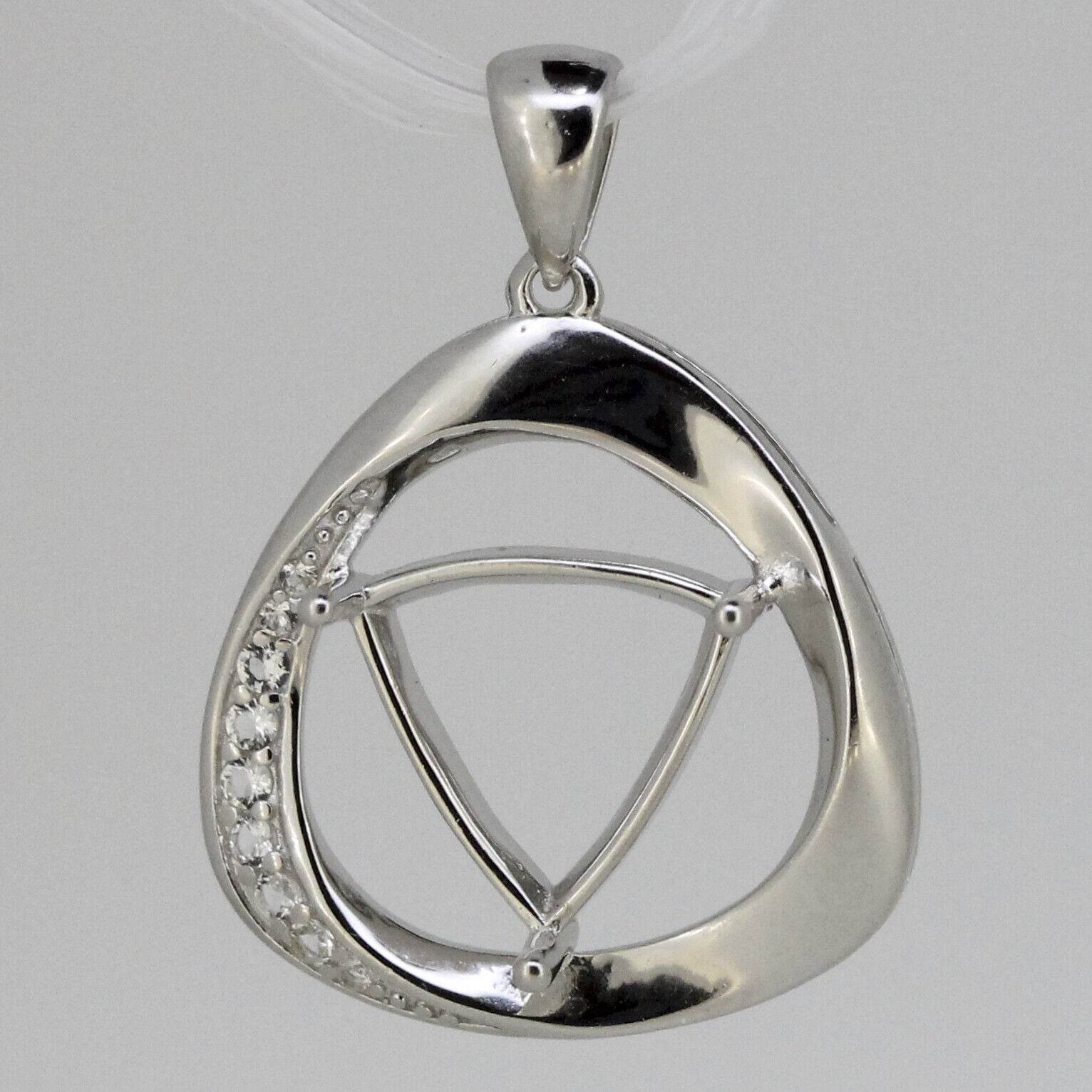 18K Gold Semi Mount Pendant Setting Trillion Tri 7x7mm Halo with Diamond Accent Syzjewelry