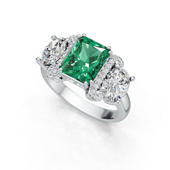 Platinum Semi Mount Ring Setting Emerald OCT 10X8mm OV 8X6mm Diamond Accent DHJ
