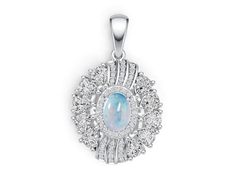 Platinum Semi Mount Pendant Setting Oval OV 7X5mm Diamond Accent DHJ
