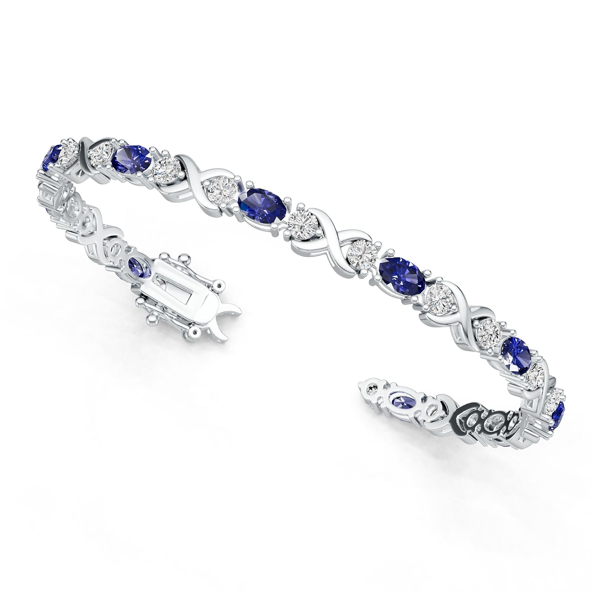 Platinum Semi Mount Bracelet Setting Oval OV 6x4mm Crisscross Infinity Knot Tennis Bracelet Diamond Accent DHJ