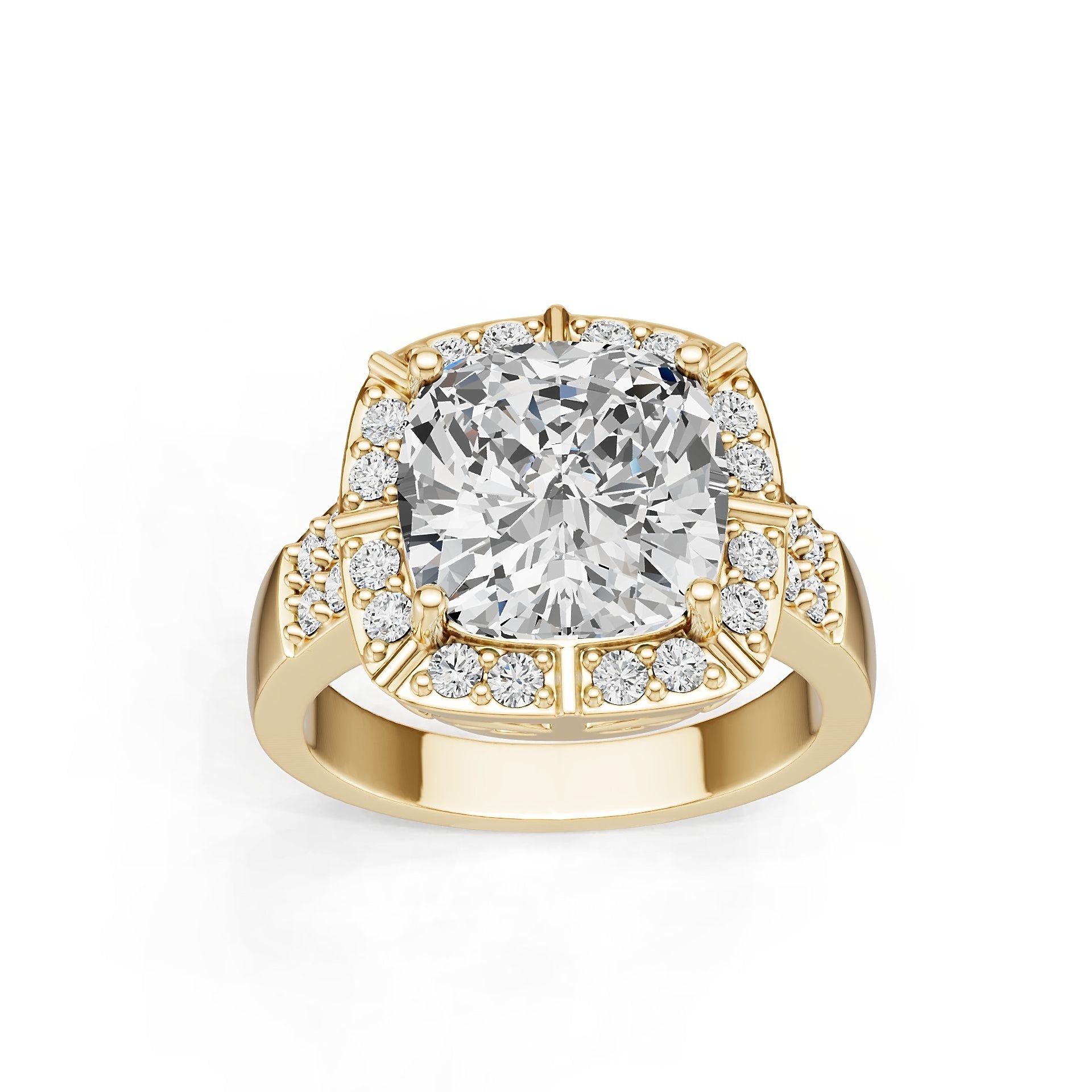 18K Gold Semi Mount Ring Setting Round Ro 10x10mm Diamond Accent Syz Jewelry